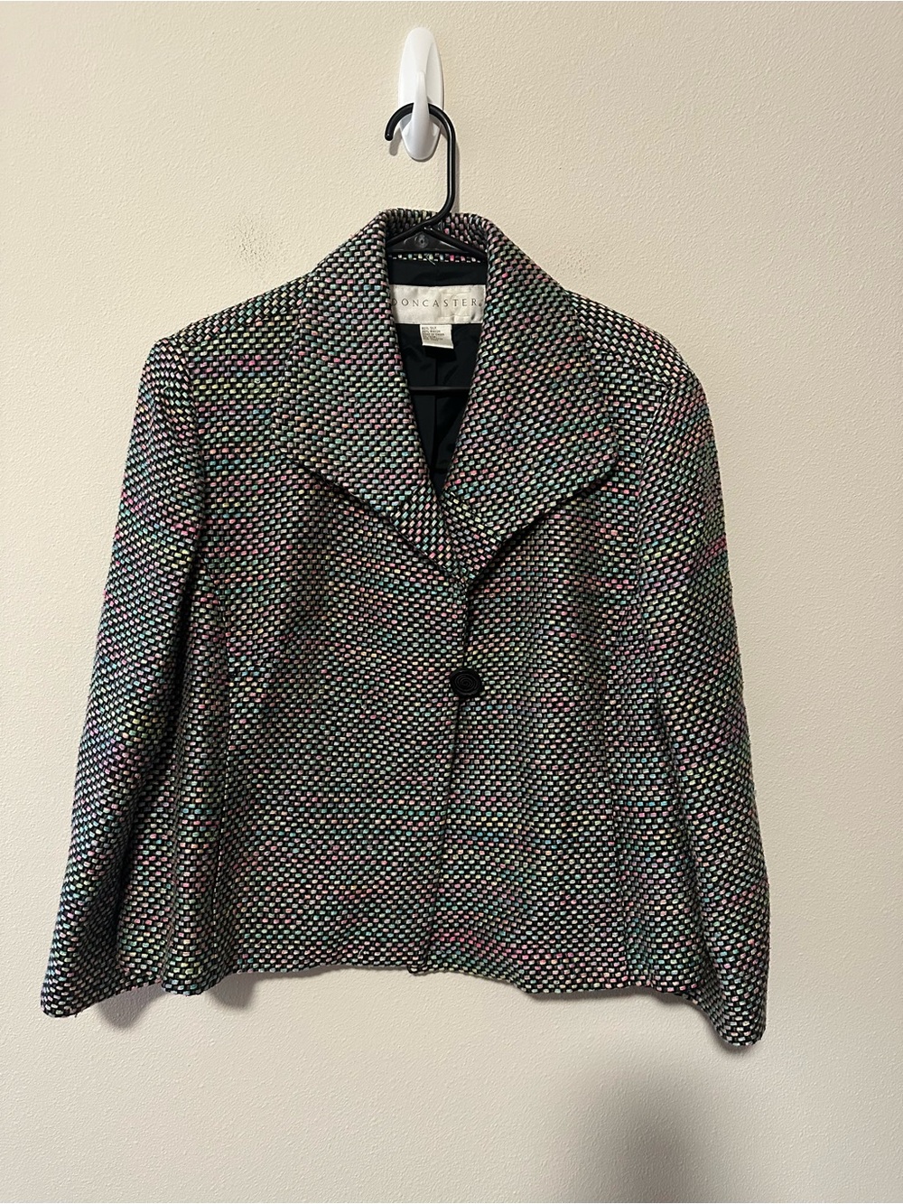 Vintage Doncaster silk blend tweed woven blazer size 18